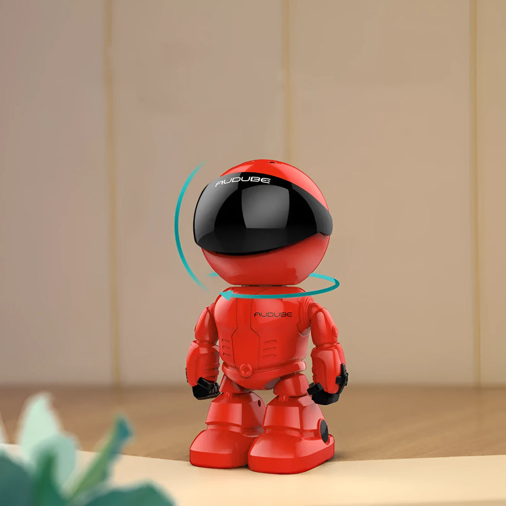 Silver network camera robot with wide angle lens and infrared LEDs for night surveillance
