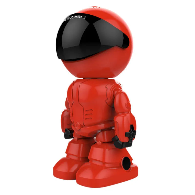 Silver network camera robot with wide angle lens and infrared LEDs for night surveillance