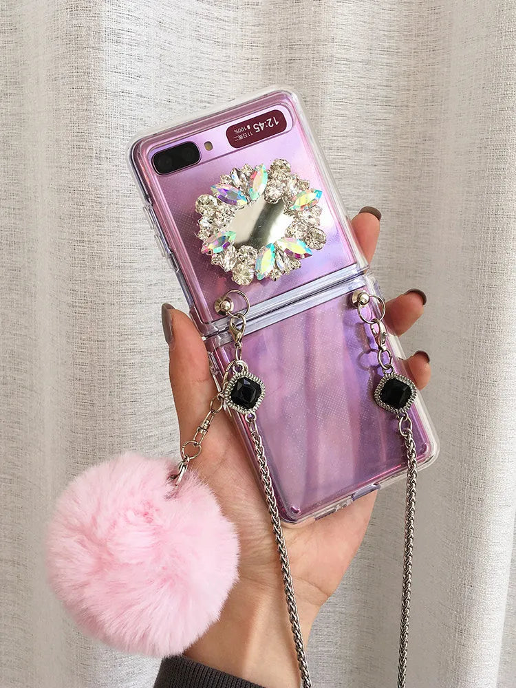 Samsung Galaxy Z Flip protective case with diagonal diamond cartoon design