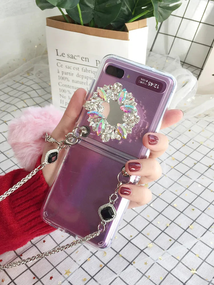 Samsung Galaxy Z Flip protective case with diagonal diamond cartoon design