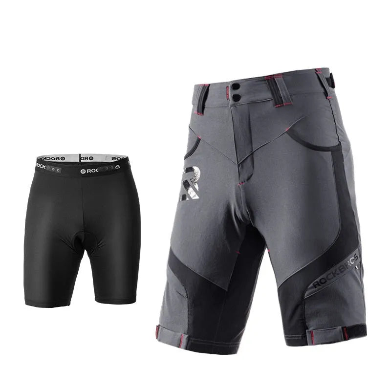 Men's quick-dry cycling shorts with sponge cushion in black for outdoor mountaineering and sports