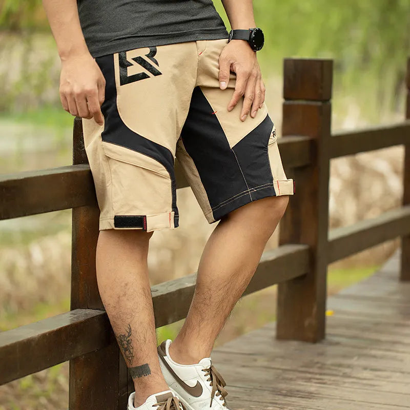 Men's quick-dry cycling shorts with sponge cushion in black for outdoor mountaineering and sports