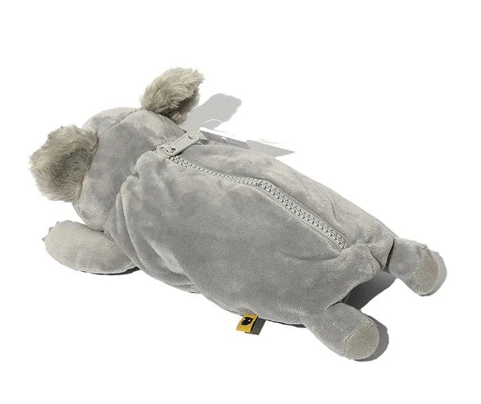 Cartoon wombat family plush pencil case with double zip closure in three colour options