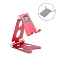 Folding metal phone stand in multiple colours with 360-degree rotation for desktop use