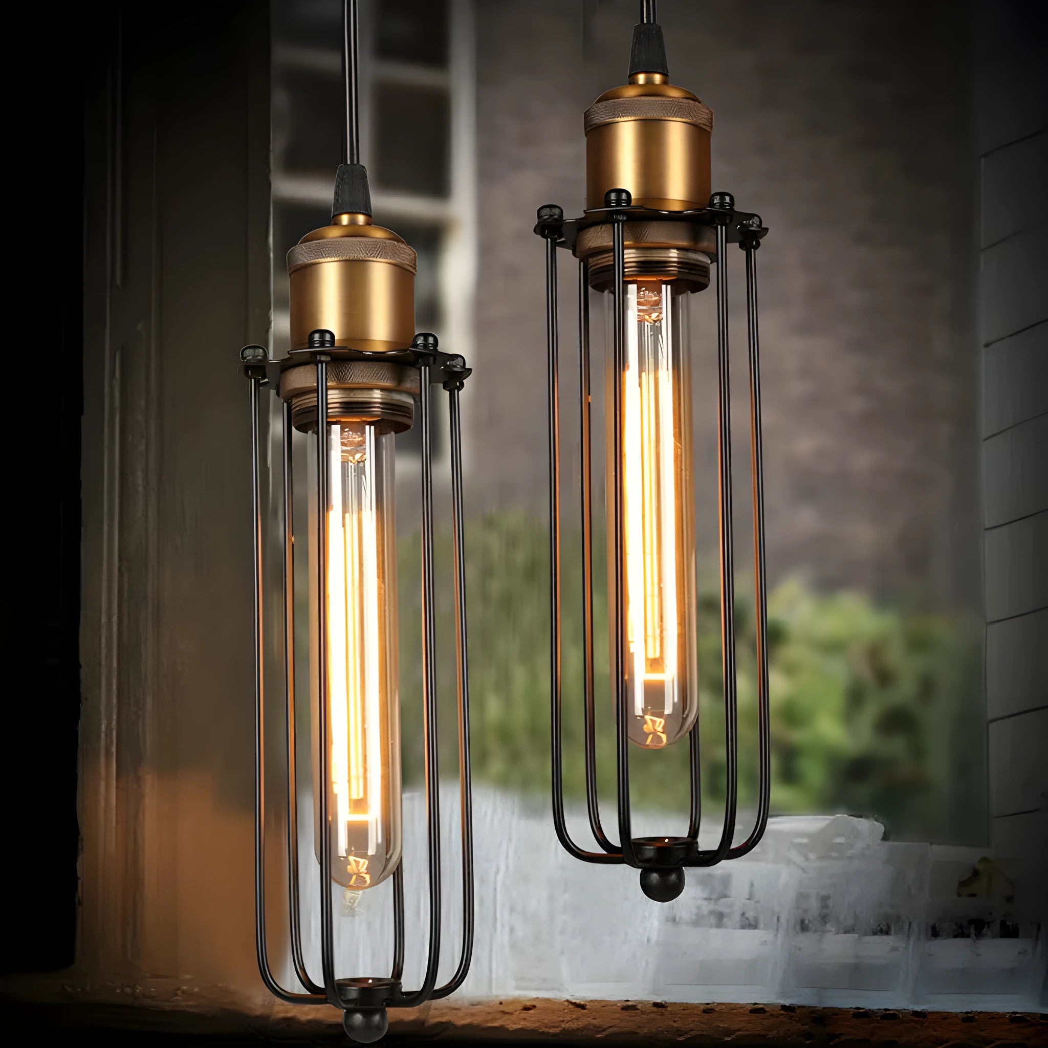 Brown iron gladiator chandelier with Nordic retro industrial design and fishing line shape