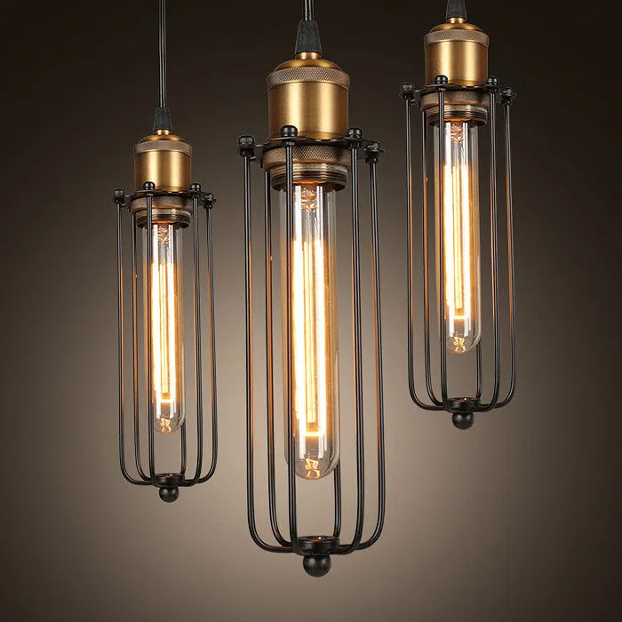 Brown iron gladiator chandelier with Nordic retro industrial design and fishing line shape