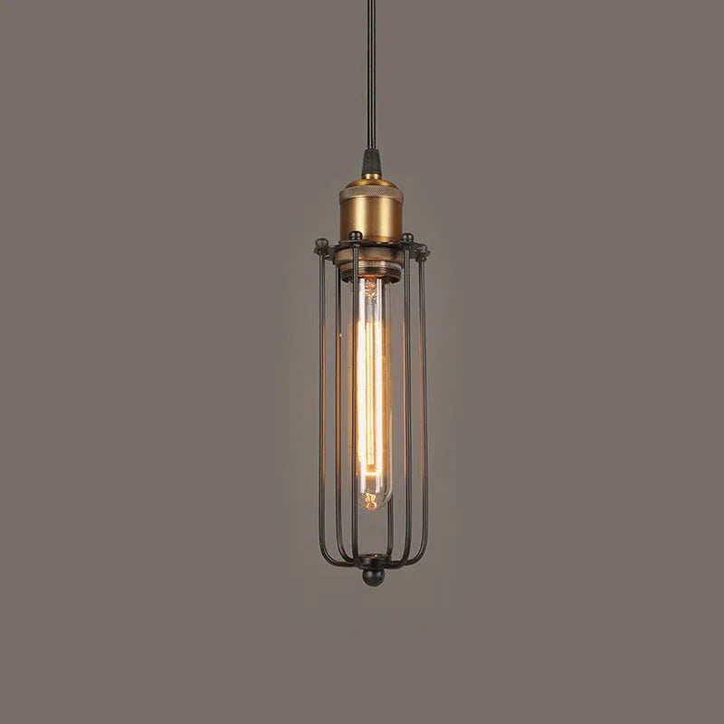 Brown iron gladiator chandelier with Nordic retro industrial design and fishing line shape