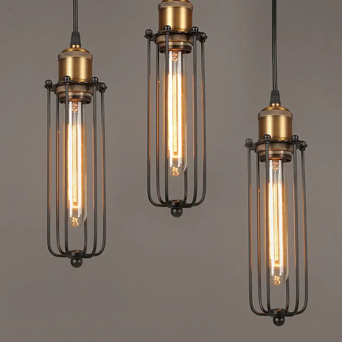 Brown iron gladiator chandelier with Nordic retro industrial design and fishing line shape