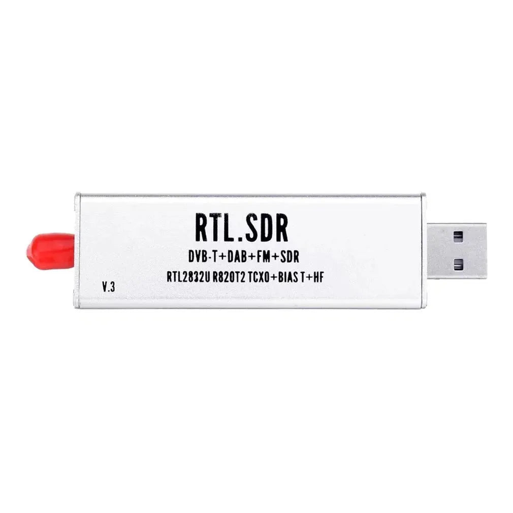 Black metal A300U all-band software-defined radio SDR receiver with gold SMA connector for aviation and broadcast monitoring.
