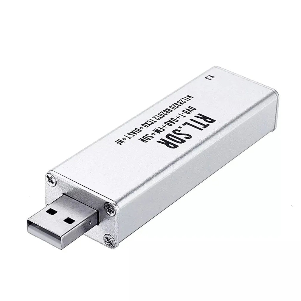 Black metal A300U all-band software-defined radio SDR receiver with gold SMA connector for aviation and broadcast monitoring.