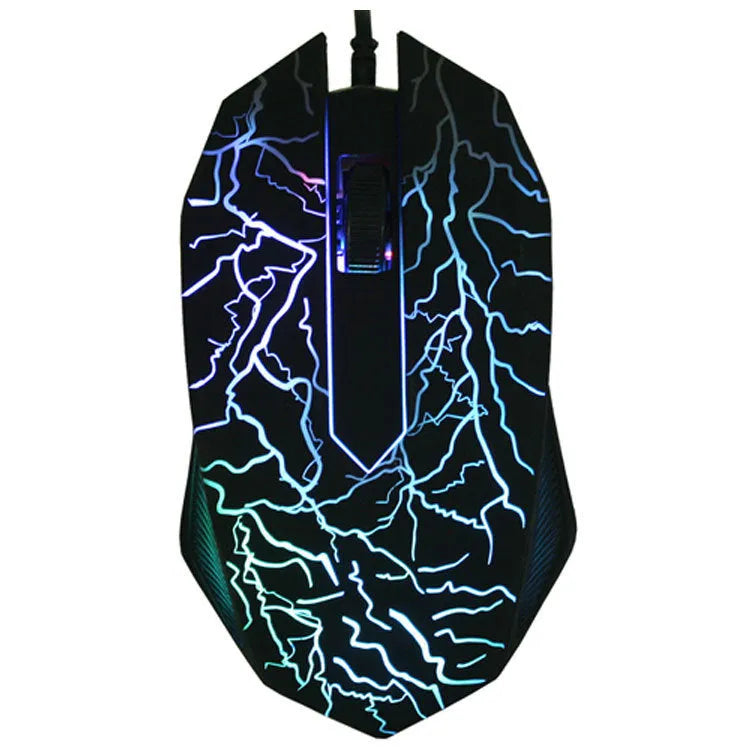 Black wired USB optical mouse with 2400 dpi, six keys, four-way wheel, ergonomic shape, 1.45 m cable