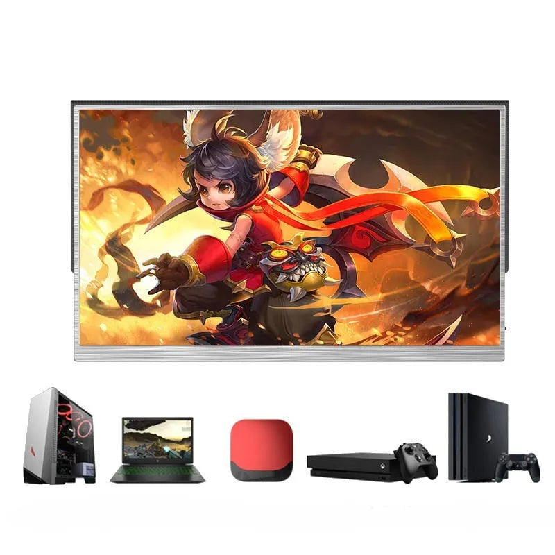Zeuslap 15 inch ultra-thin portable IPS monitor with cables on a desk