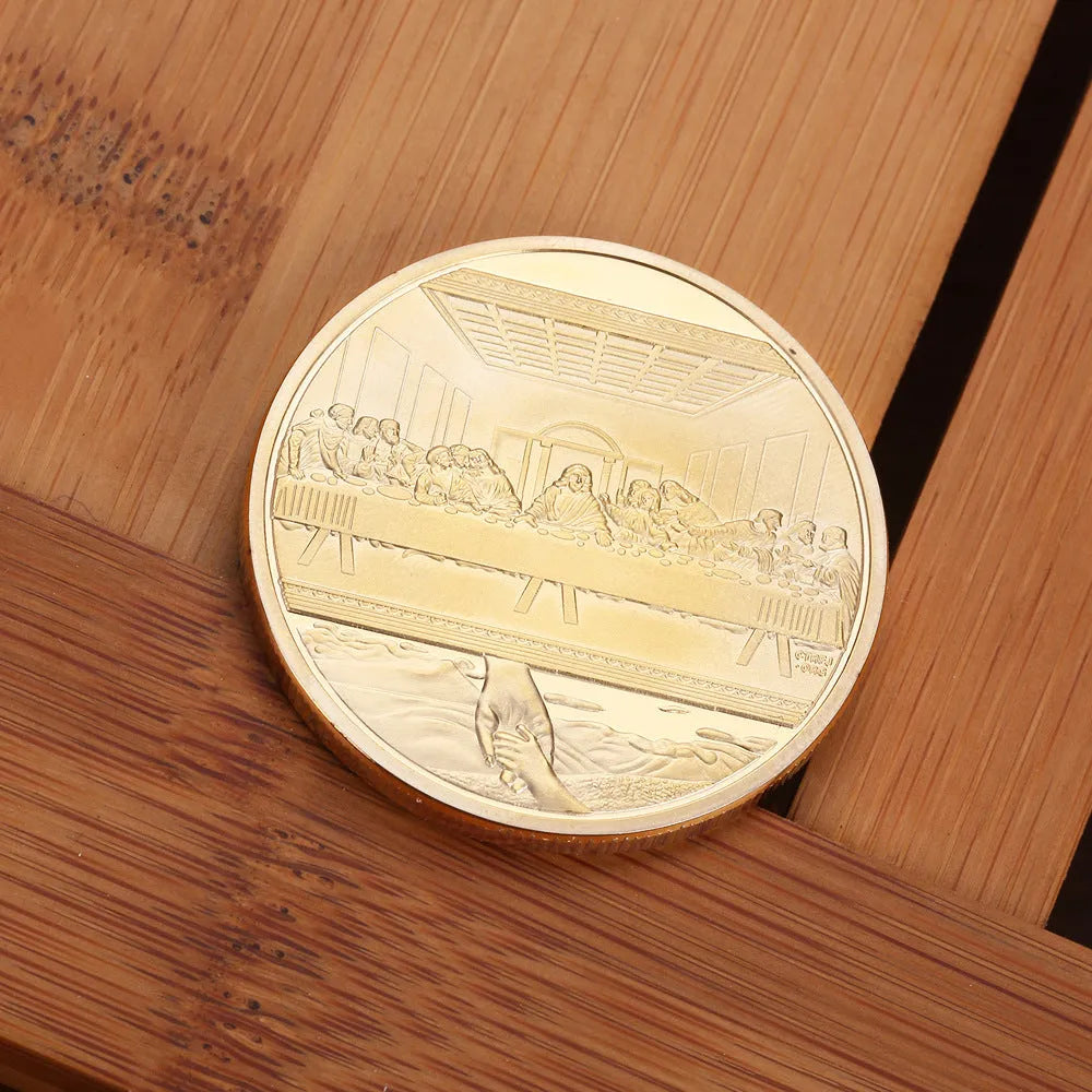 Jesus commemorative coin 40mm metal gold finish single plastic box packaging