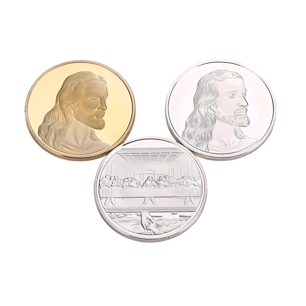 Jesus commemorative coin 40mm metal gold finish single plastic box packaging