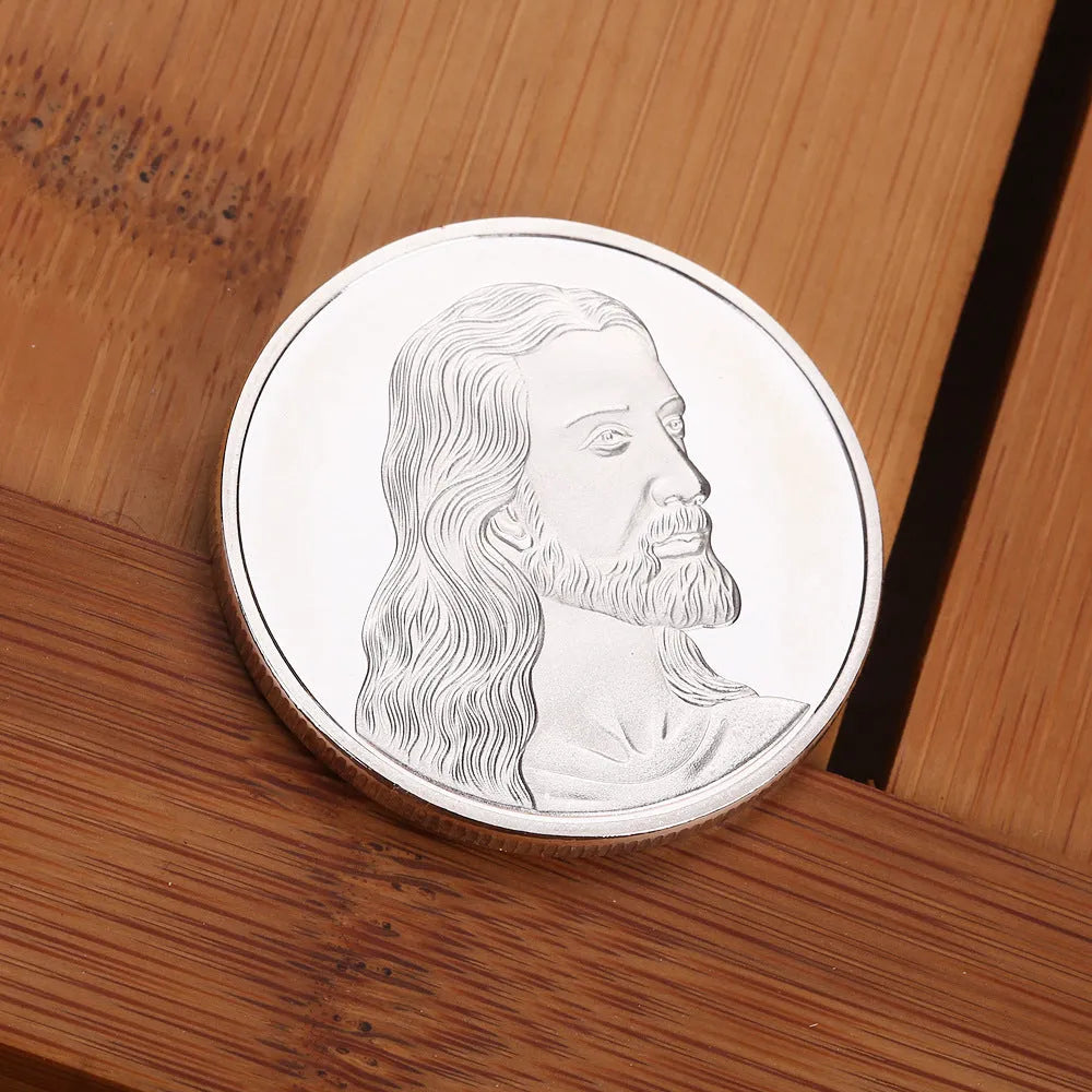 Jesus commemorative coin 40mm metal gold finish single plastic box packaging