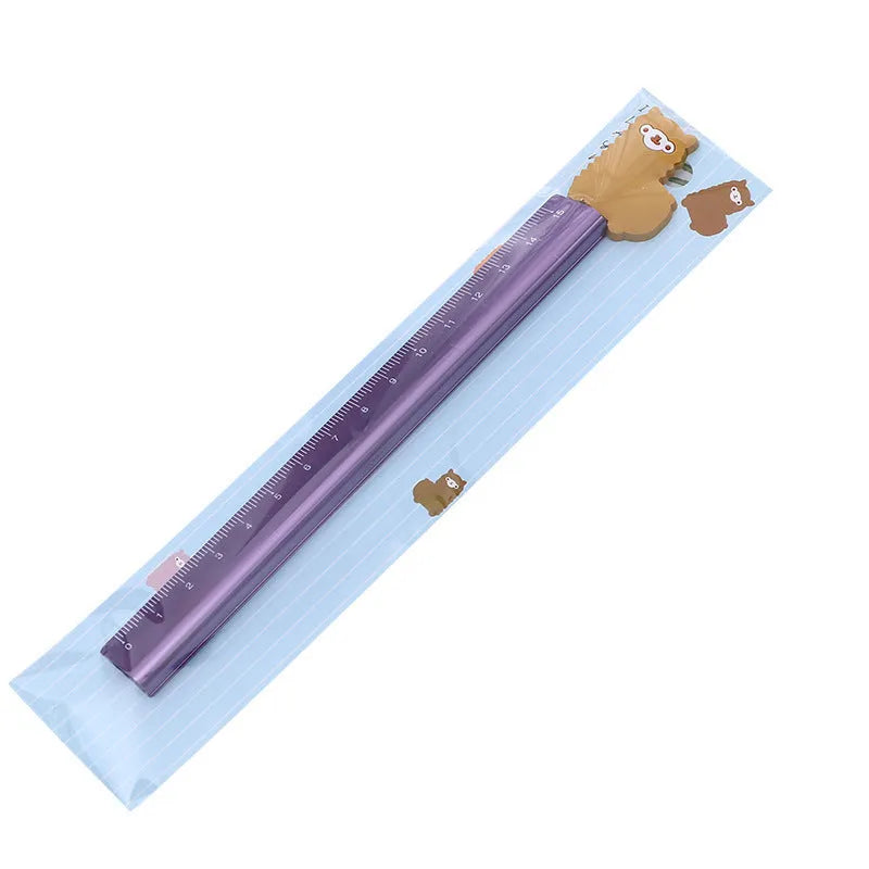 Alpaca pattern printed aluminium ruler with centimetre scale and non-slip rubber strip, 30 cm long.