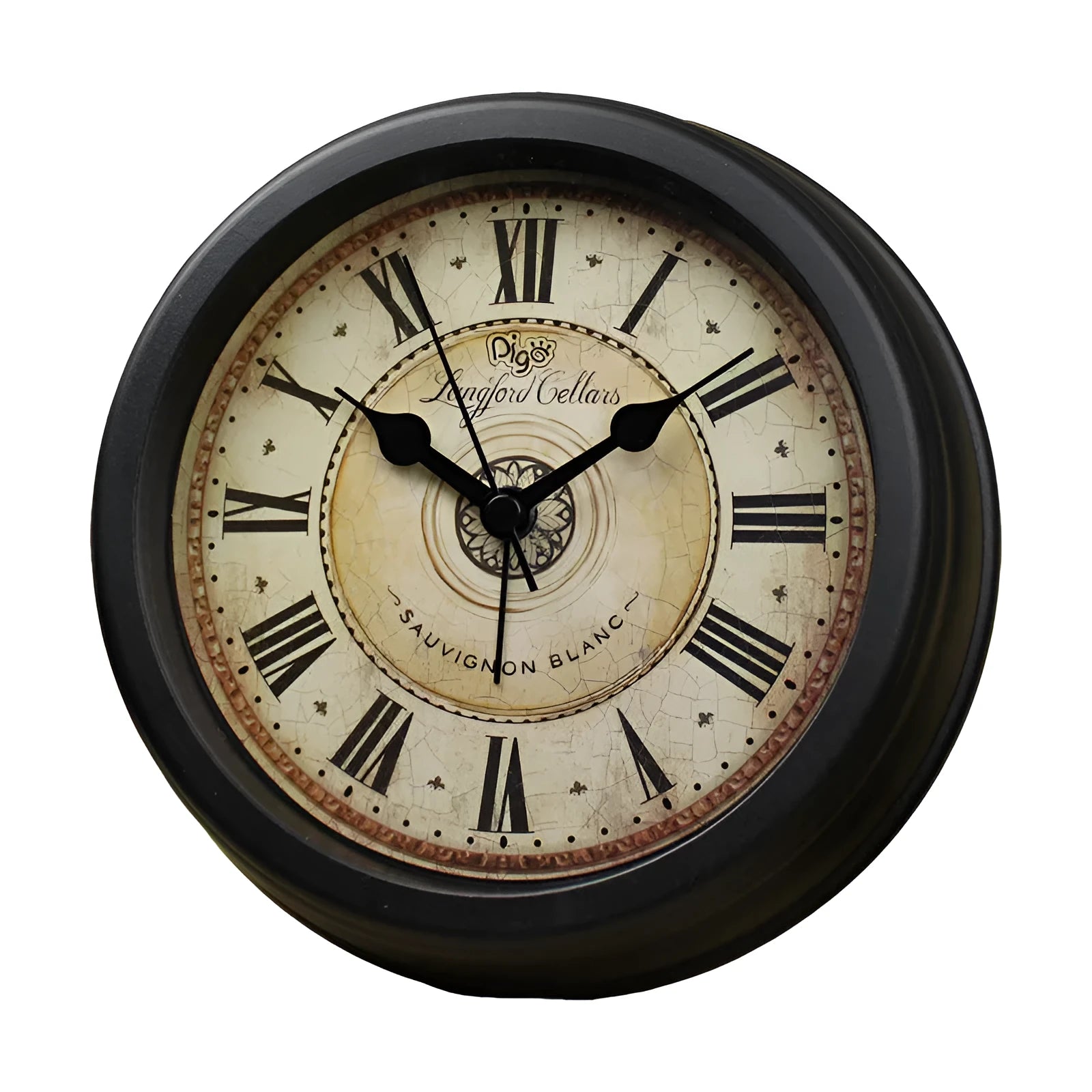 A round 6-inch European retro style desk alarm clock with a silent movement.