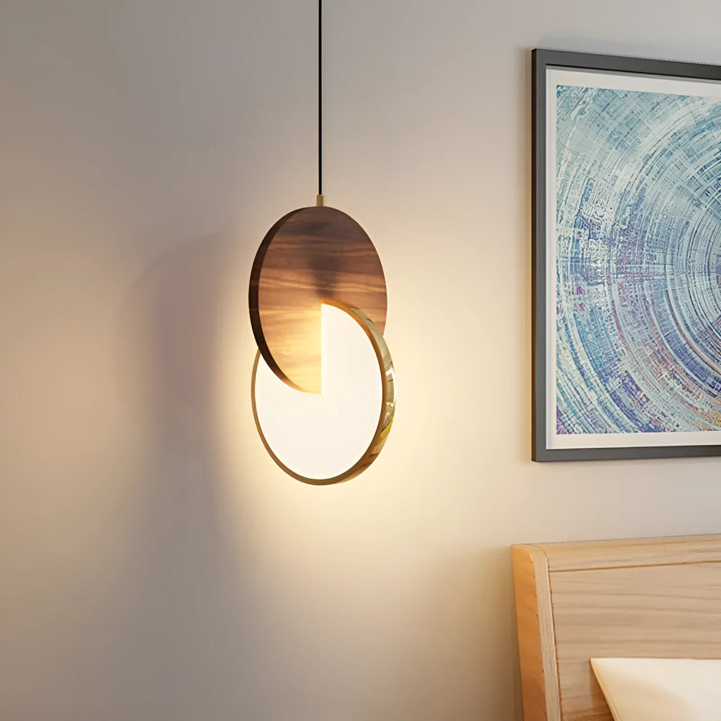 Solid walnut wood long-line chandelier wall mounted with warm white lighting