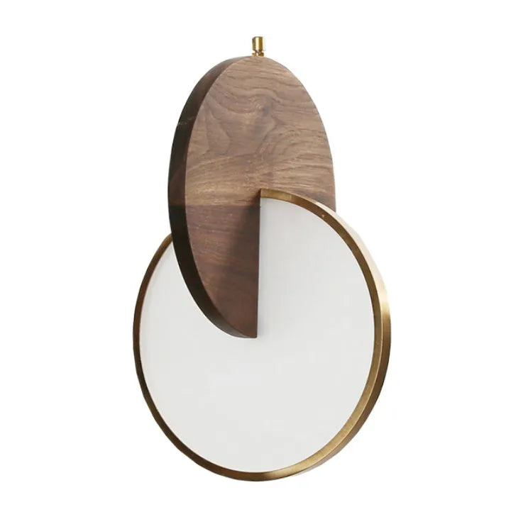 Solid walnut wood long-line chandelier wall mounted with warm white lighting