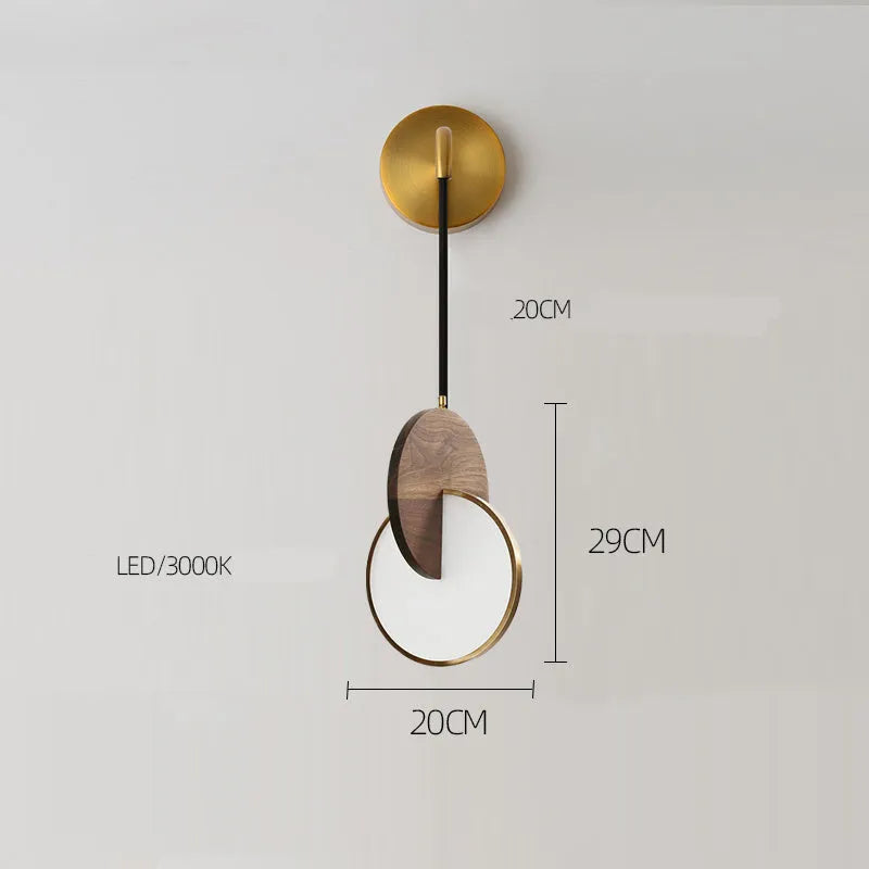Solid walnut wood long-line chandelier wall mounted with warm white lighting