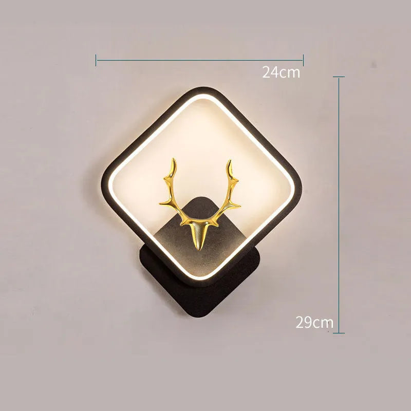Deer antler shaped wall light with remote control, shown in white and black diamond style options.