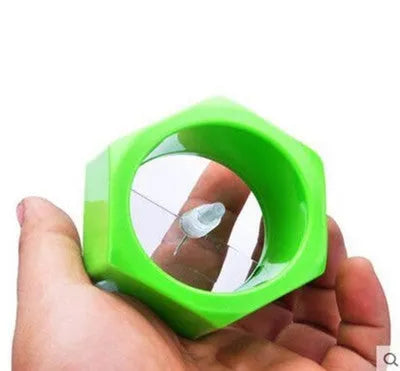 Yellow and green ABS plastic spiral vegetable cutter with 8cm diameter for kitchen use