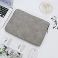 PU leather laptop bag in grey, flat liner design with zip closure and soft handle for 14 inch laptop