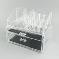 Clear foldable acrylic makeup storage organiser box with 18-litre capacity.