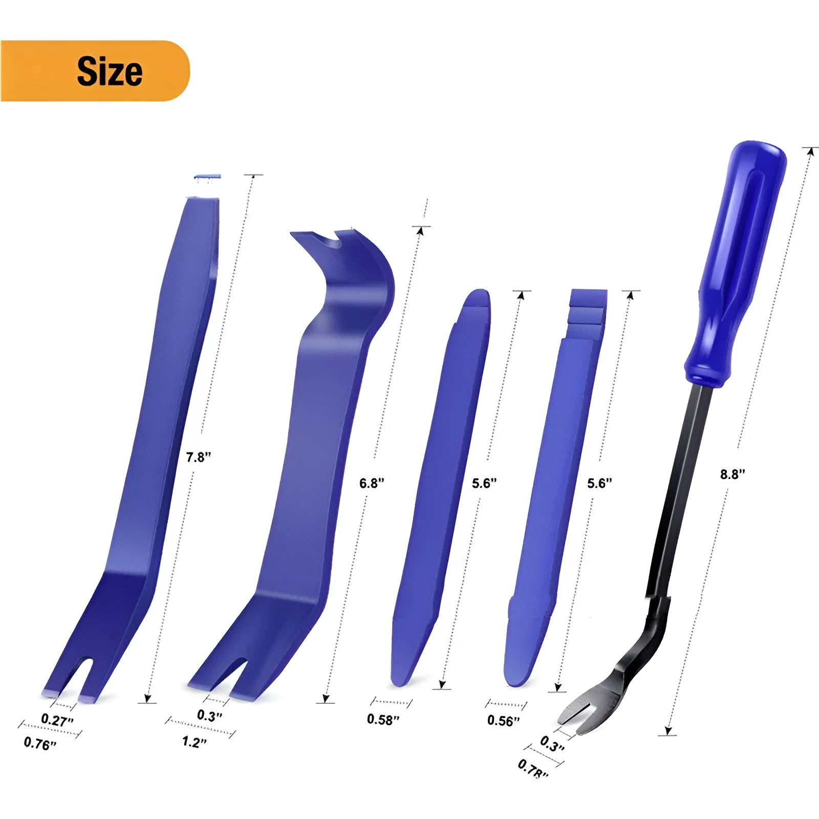 Tengyun 5-piece car audio disassembly tool kit with anti-scratch PP trim tools and blue 6-inch screwdriver