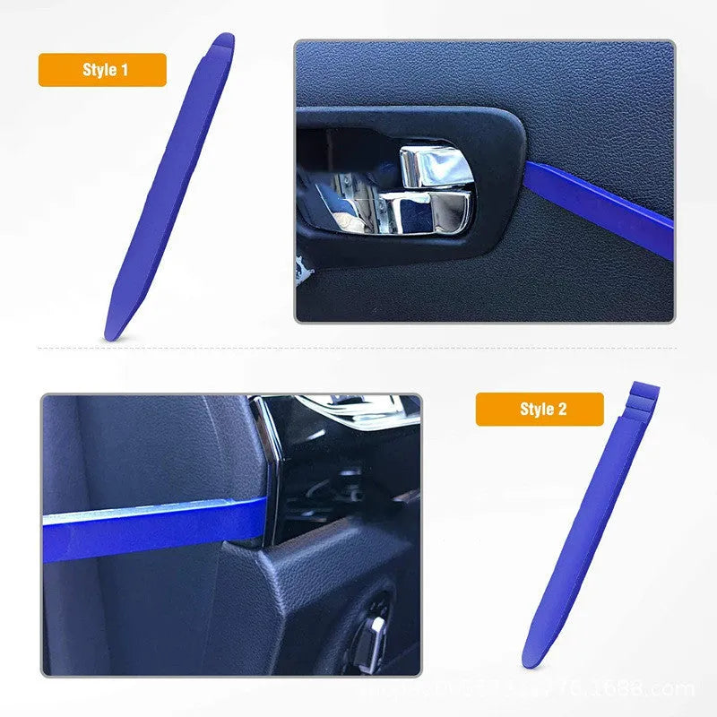 Tengyun 5-piece car audio disassembly tool kit with anti-scratch PP trim tools and blue 6-inch screwdriver