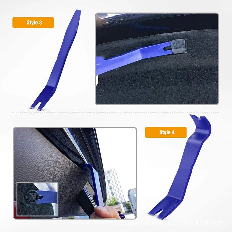Tengyun 5-piece car audio disassembly tool kit with anti-scratch PP trim tools and blue 6-inch screwdriver