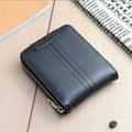 Fashion large capacity horizontal PU leather zipper wallet in deep coffee colour with multiple compartments