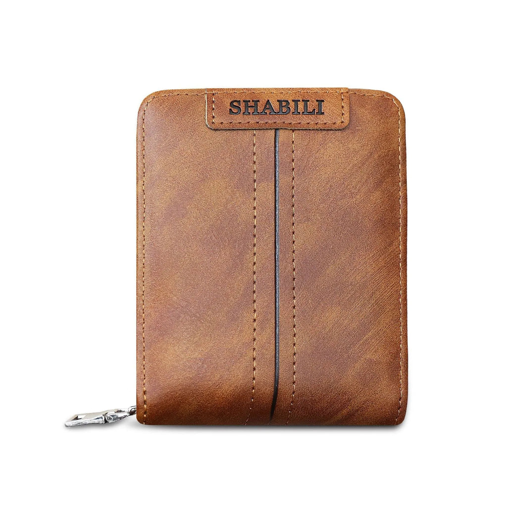 Fashion large capacity horizontal PU leather zipper wallet in deep coffee colour with multiple compartments