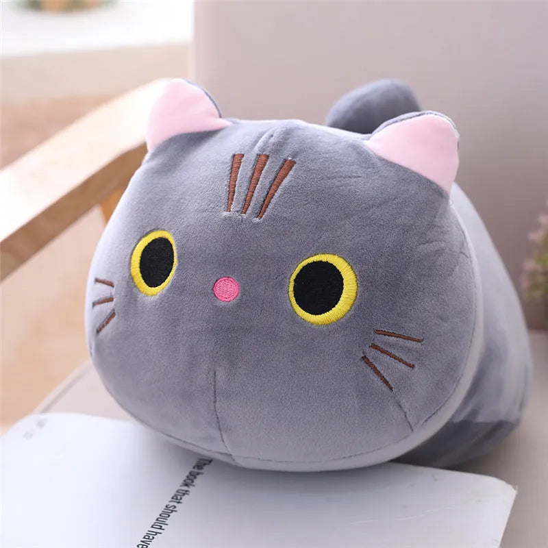 Grey fat cat plush rag doll with soft stretch spandex fabric and down cotton filling
