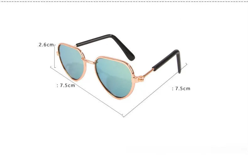 Pair of metal-frame polarized pet sunglasses for cat or dog, bright colours