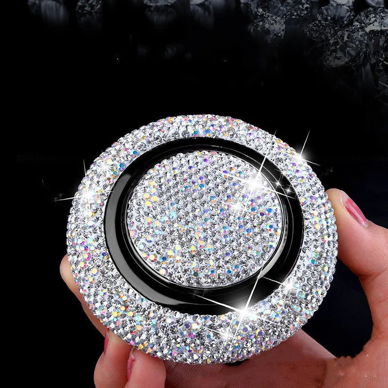Vehicle perfume flying saucer electroplated alloy body hand-set crystals solid balsam black grey drill colour