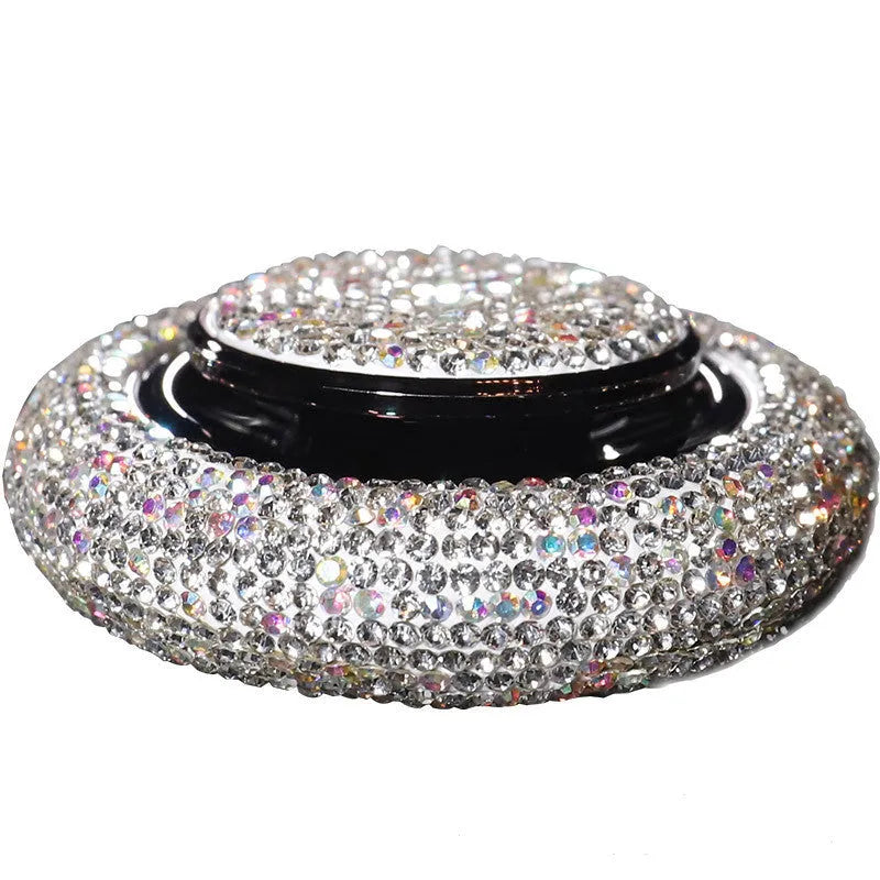 Vehicle perfume flying saucer electroplated alloy body hand-set crystals solid balsam black grey drill colour