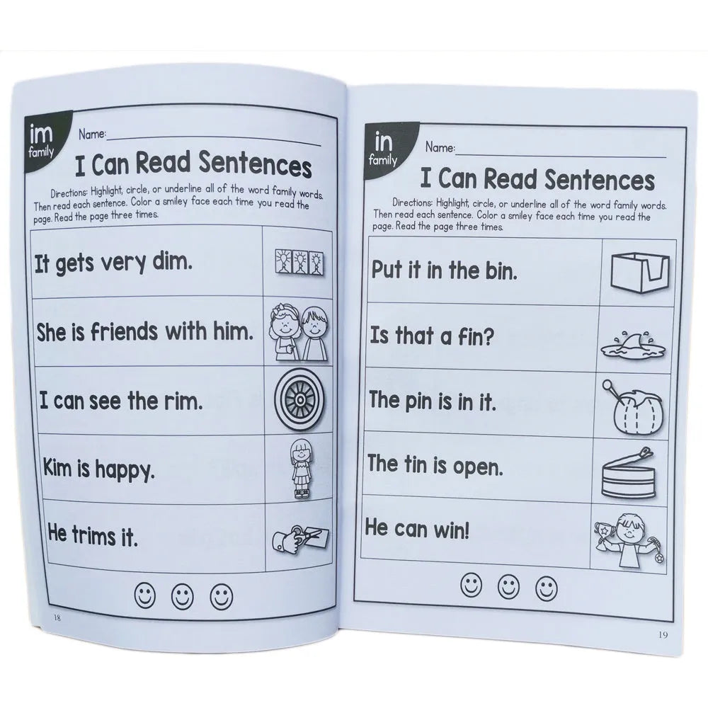 Children's English phonics worksheet measuring 21cm by 14cm for ages 6 plus