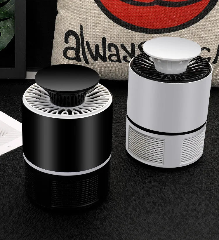 USB photocatalyst LED mosquito killer lamp, 19x12cm, 5W, black or white, 2-lamp or 6-lamp style.