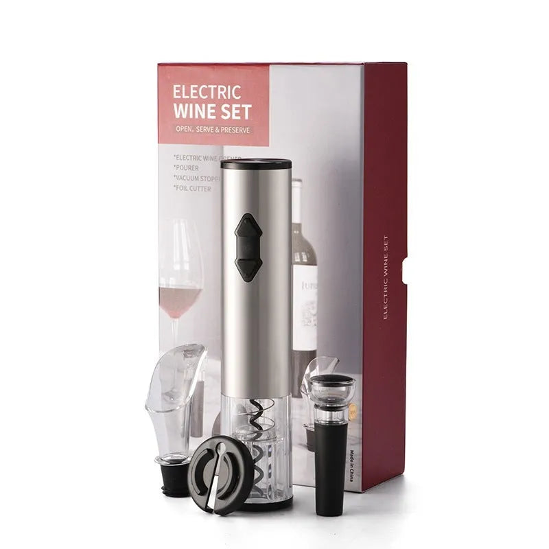 Electric wine opener set in black or red with foil cutter, 23cm ABS and aluminium alloy body