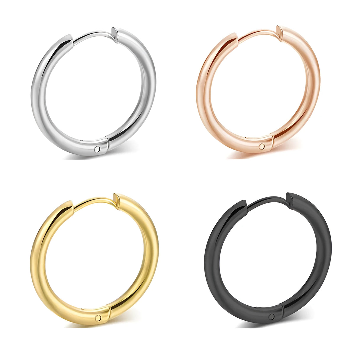 Titanium steel earrings in gold colour with 10mm diameter, individually packed
