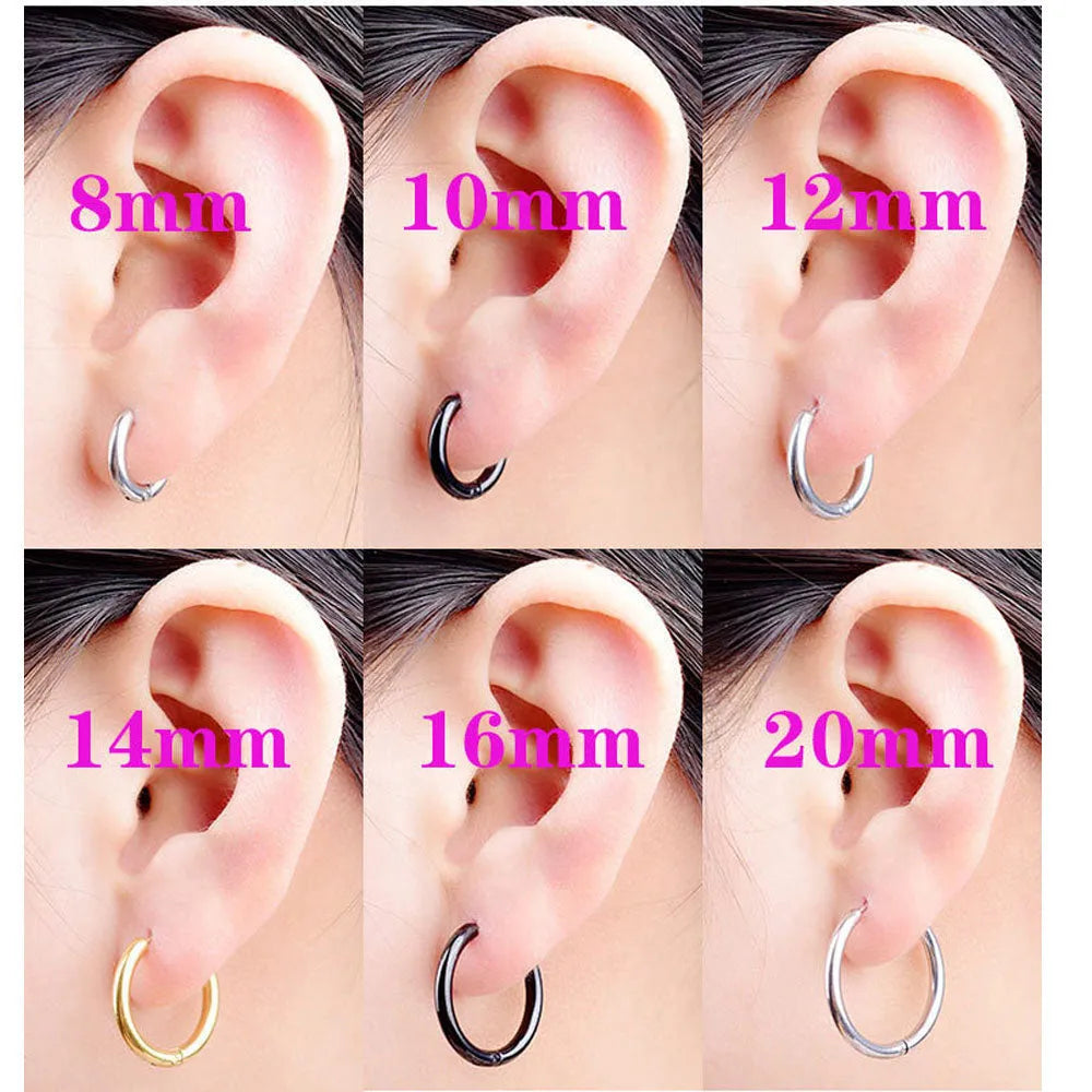Titanium steel earrings in gold colour with 10mm diameter, individually packed