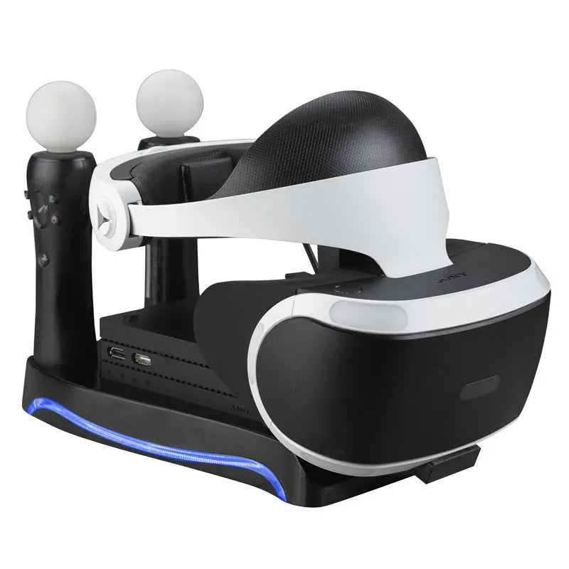Black PS4 VR controller charging dock showing PlayStation VR gamepad placement