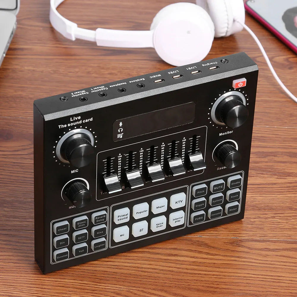 English Version V9 Mobile Phone Live Sound Card Set with Bluetooth DSP dual channel USB external for K Song streaming