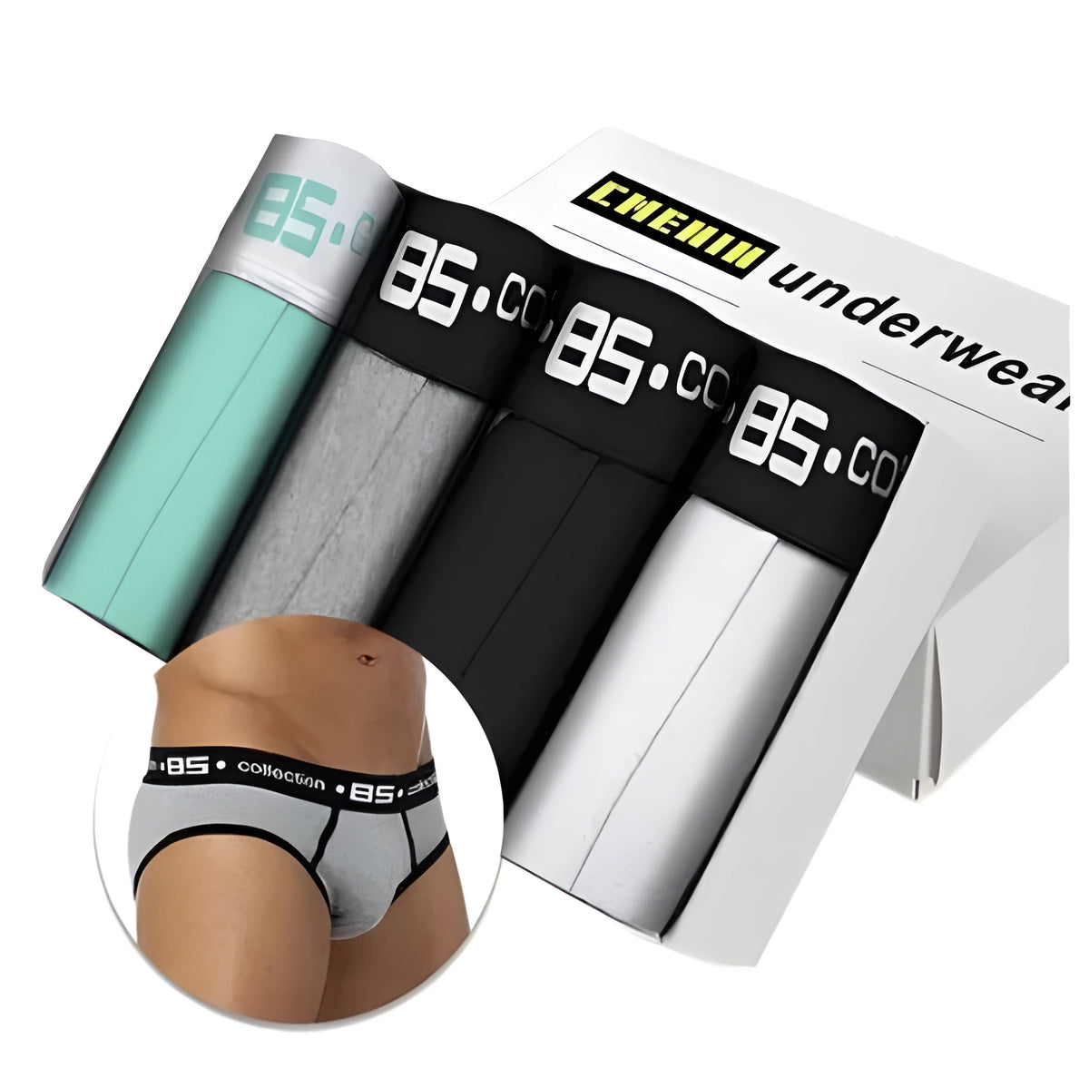 Men's seamless cotton boxer trunks with elastic middle waist, available in sizes M to XXL and colours BS102, BS106, BS107, BS39, BS73.