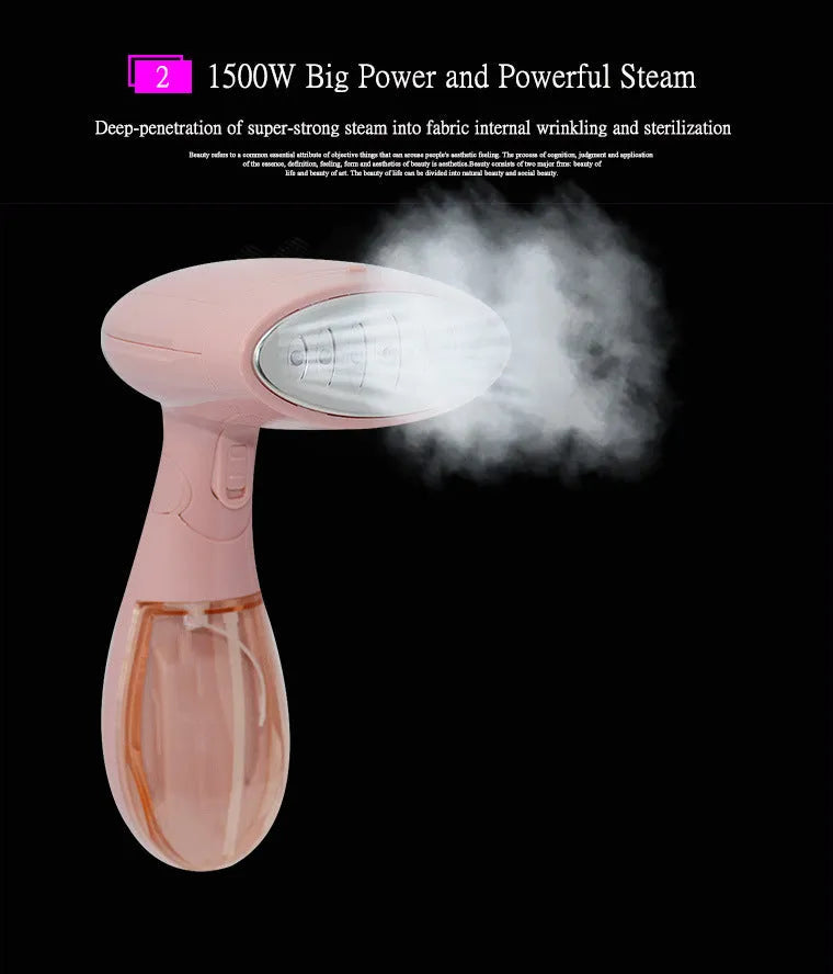 Sokany pink handheld ironing brush with steam function and EU plug
