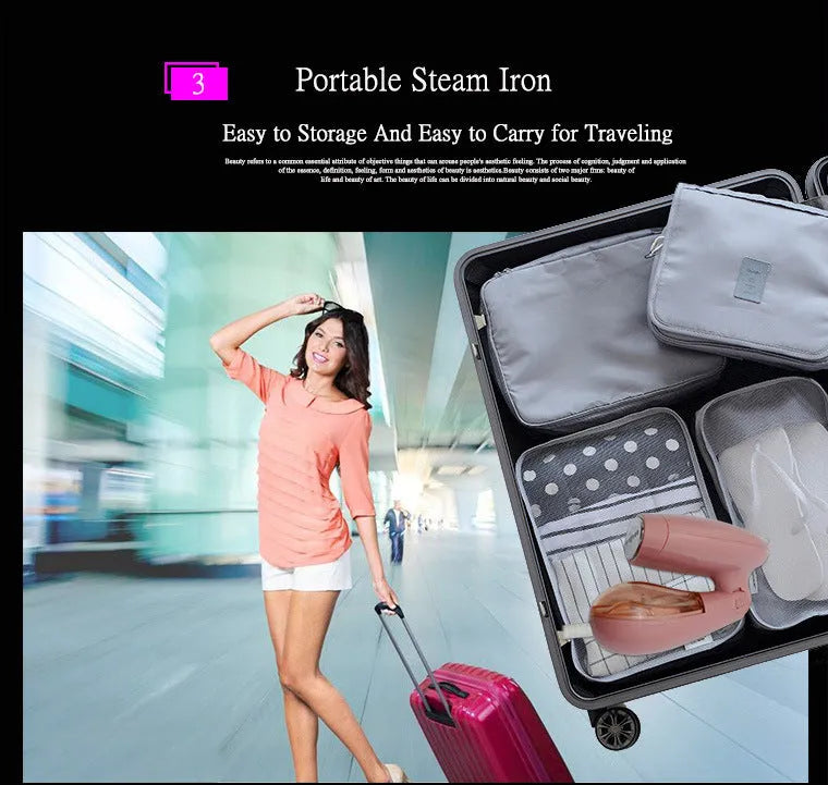 Sokany pink handheld ironing brush with steam function and EU plug