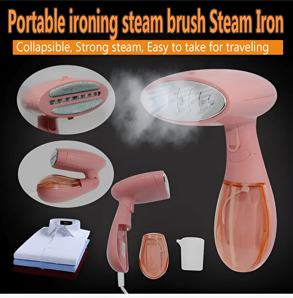 Sokany pink handheld ironing brush with steam function and EU plug