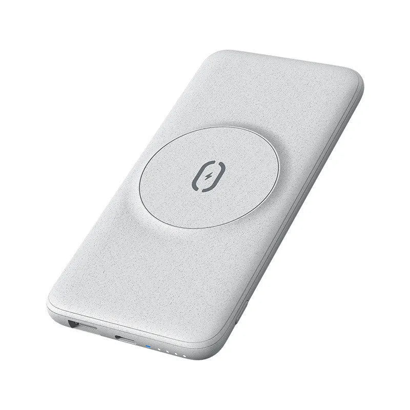 Mint green magnetic wireless power bank with a back clip, showing MagSafe compatibility and 10000mAh capacity.