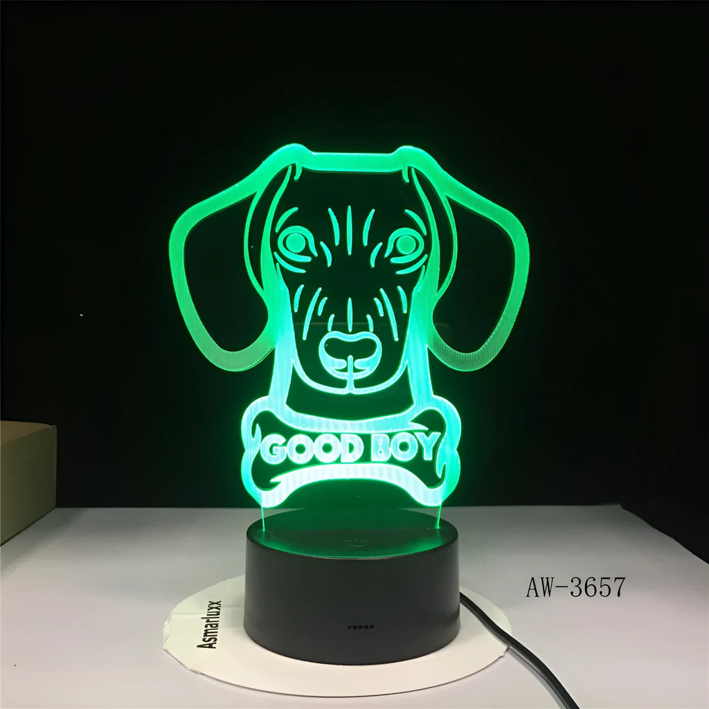 Colourful gradient acrylic remote control LED table lamp on a black ABS base.
